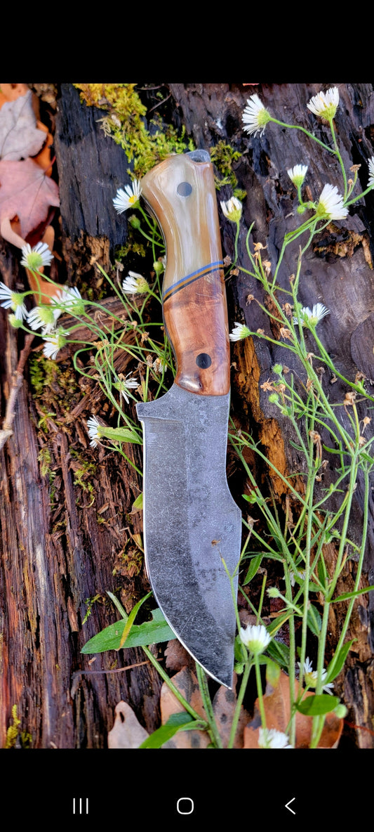 Hunter with burl and buffalo bone handle